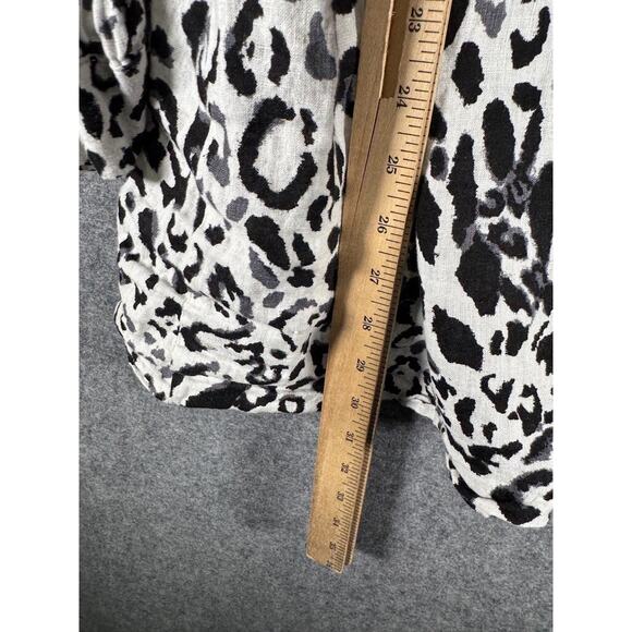 JM Collection Blouse Women 18W Animal Print Linen Long Sleeve Button Front Matur - Picture 5 of 8